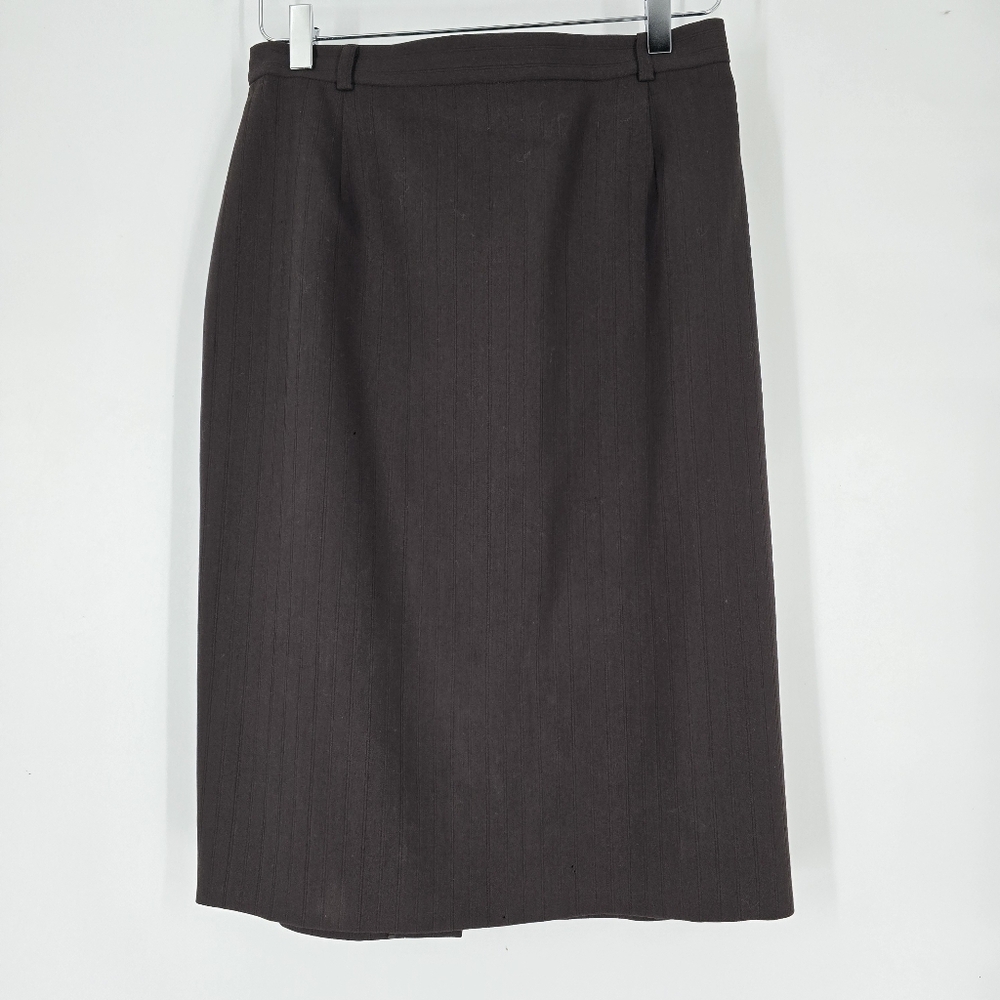 Escada Margaretha Ley Vintage Brown Wool Pencil Skirt Size 40 M